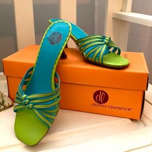 Lime and turquoise dress sandal .  Great condition